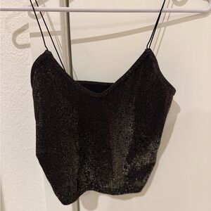 Free People Black Glitter Camisole